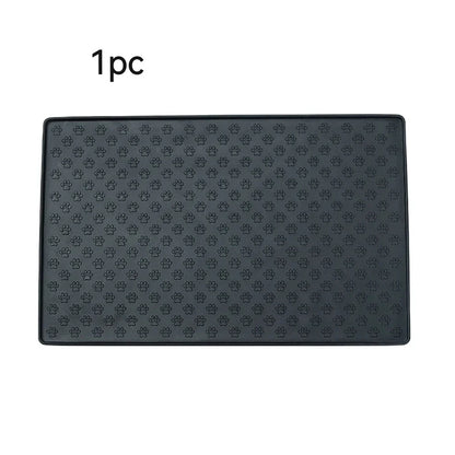 Silicone pet feeding mat with overflow protection