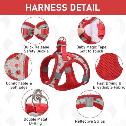 Adjustable No Pull  Small Dog Harness / Leash Set with Reflective