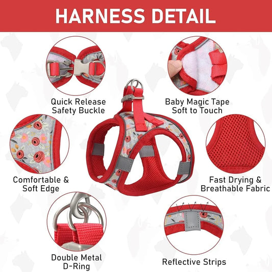Adjustable No Pull  Small Dog Harness / Leash Set with Reflective