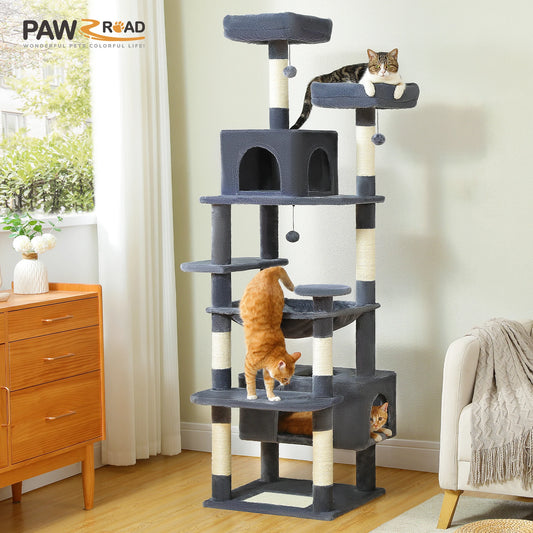 Large Spacious Indoor Cat Tree With Covered Scratching Post