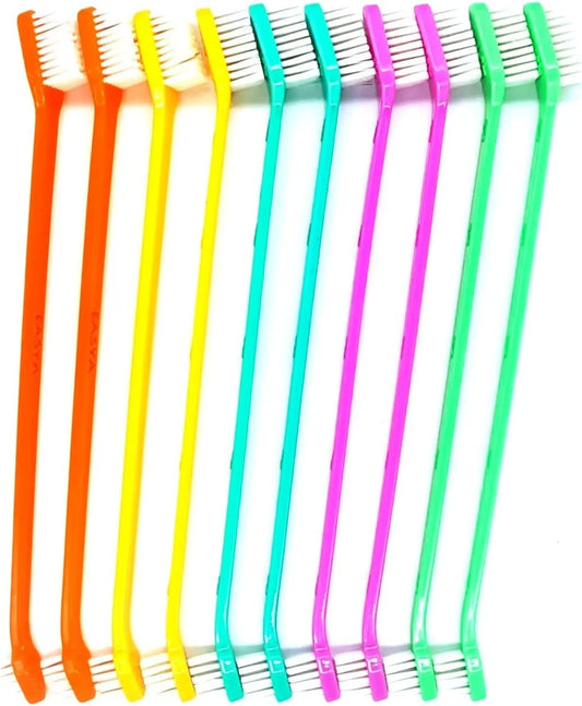Double Headed Dog Toothbrush with Soft Bristles and Long Handle