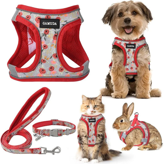 Adjustable No Pull  Small Dog Harness / Leash Set with Reflective