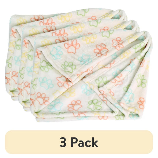 3 Pack Multi-Color  Soft Machine Washable Pet Blanket