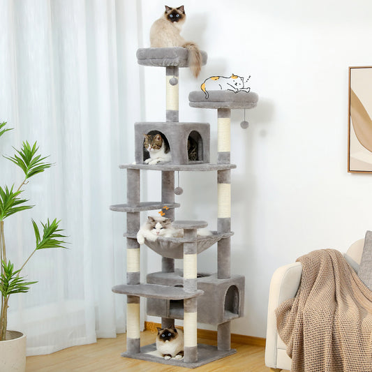 Large Spacious Indoor Cat Tree With Covered Scratching Post