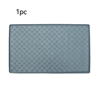 Silicone pet feeding mat with overflow protection