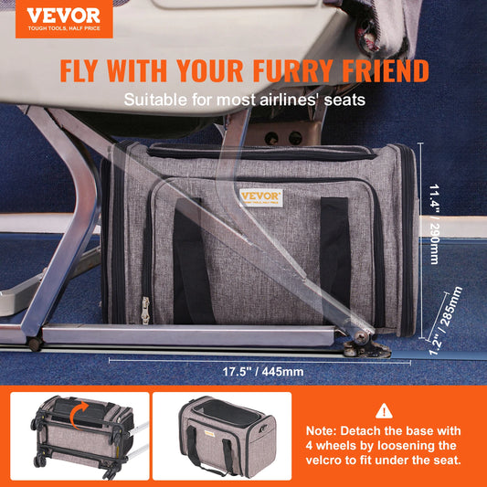 Breathable Pet Carrier with Wheels and Shoulder Strap for Travel