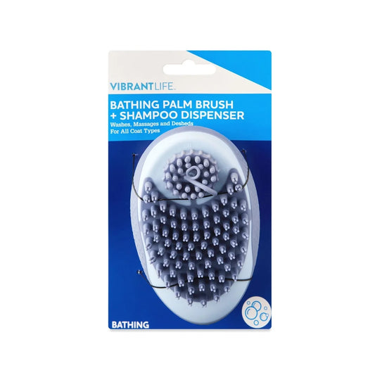 Dog Grooming Brush with Shampoo Dispenser Soft Silicone Bristles Bathing and Massaging Pets