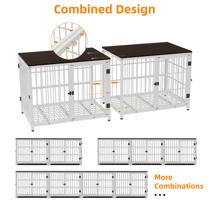 Metal Dog Kennel with Three Doors with Locks and Removable Tray