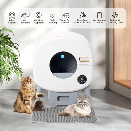Extra Large Automatic Self Cleaning Odor-Free, App-Controlled Litter Box Disposal