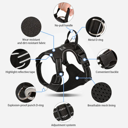 Adjustable No Pull Reflective Dog Harness for small medium large Dogs