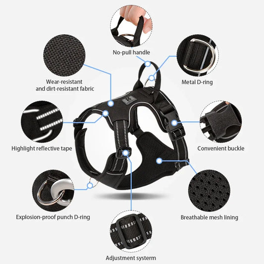 Adjustable No Pull Reflective Dog Harness for small medium large Dogs
