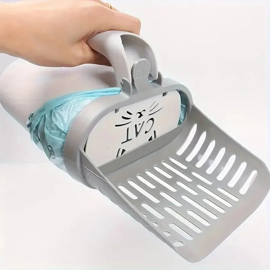 Durable Easy Use Cat Litter Scoop with Waste Bag Holder