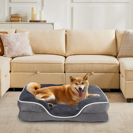 Orthopedic Memory Foam Pet Bed with Washable Removable Cover Non-Slip Base Waterproof Liner