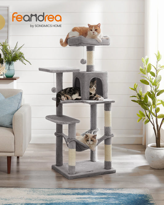 Multi-Level Cat Tower for Indoor Cats with 4 Scratching Posts