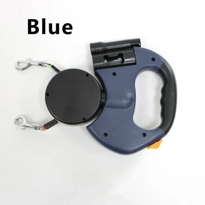 Retractable Dual Dog Leash with LED Light 360 Swivel No Tangle for Each Dog