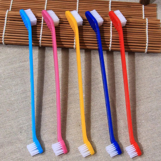 5pcs Double-head Long Handle Pet Toothbrush