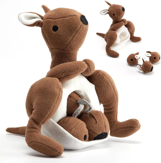 Interactive Plush Dog Toy with Squeaker & Treat Pouch