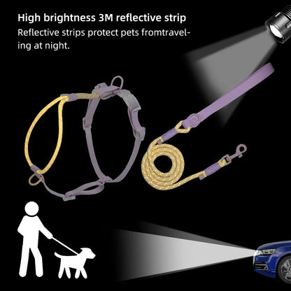 No Pull Safety Reflective Nylon Leash and Harness for Small And Medium Dogs