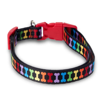 Multicolored Bone Print Dog Collar Adjustable and Easy Clean