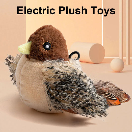Interactive Plush Chirping Bird Toy