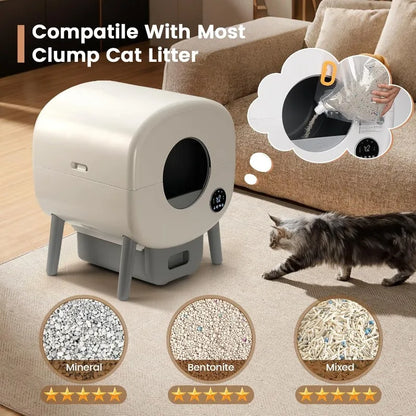 Extra Large Automatic Self Cleaning Odor-Free, App-Controlled Litter Box Disposal