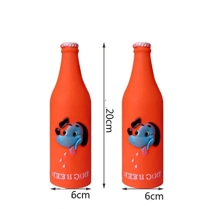 Silicone Squeaky Beer Bottle Dog Toy