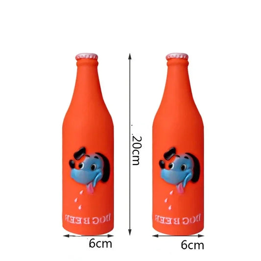 Silicone Squeaky Beer Bottle Dog Toy
