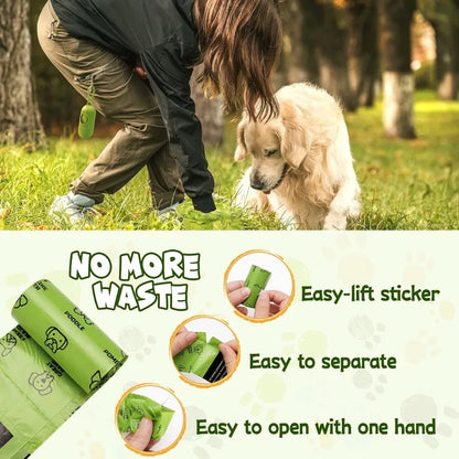 Dog Poop Bag Set with Dispenser & Leash Clip for Small/Medium/Large