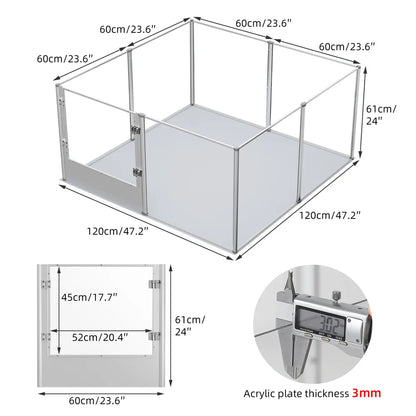 Extra Large Acrylic Whelping Box with Waterproof Fertility Pad