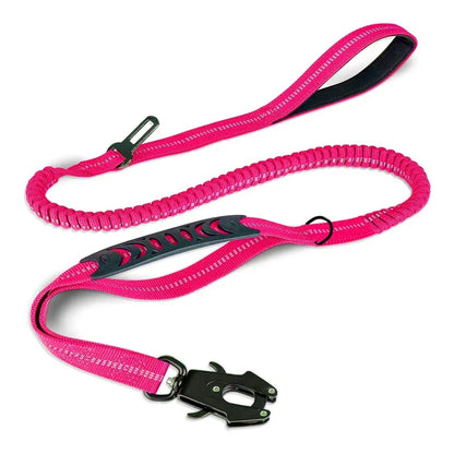 Heavy Duty No Pull Reflective Bungee Dog Leash with Car Seatbelt for Large Dogs