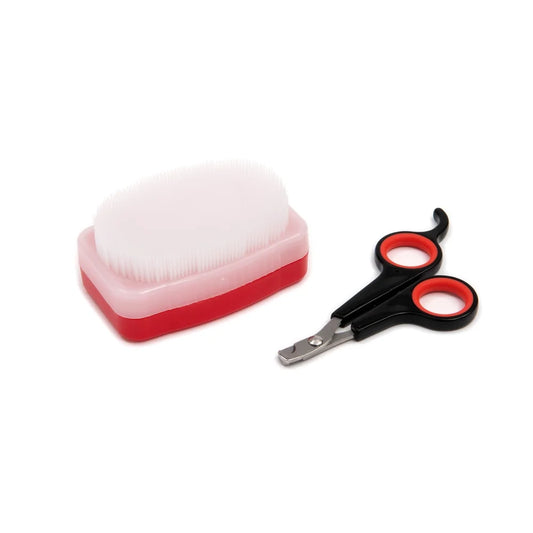 Small Animal Grooming Set With Nail Clippers and Brush