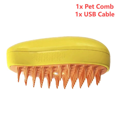 3 In1 Steamy Grooming Dog Brush Self Cleaning
