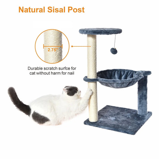 Durable  Cozy 3-Level Cat Tower with Scratching Posts