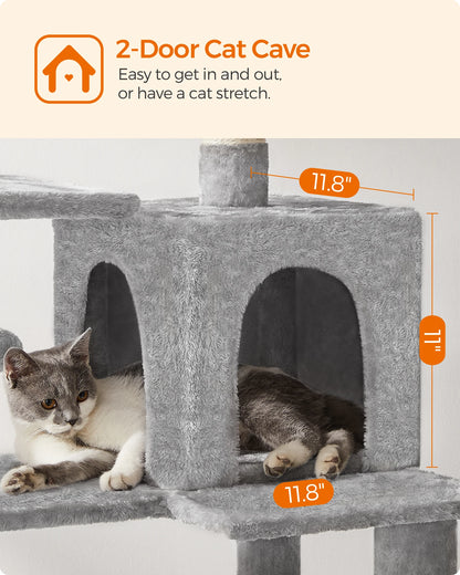 Multi-Level Cat Tower for Indoor Cats with 4 Scratching Posts