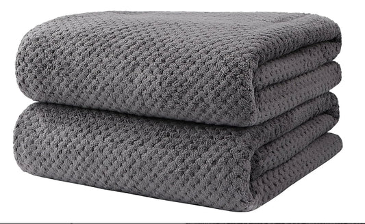 Pack of 2 Ultra Soft  Microfiber Highly Absorbent Bath Towel, Lightweight and Quick Drying