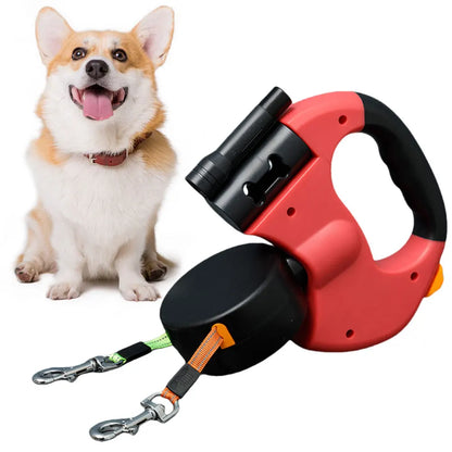 Double Headed Retractable Dog LED Walking Dog Leash