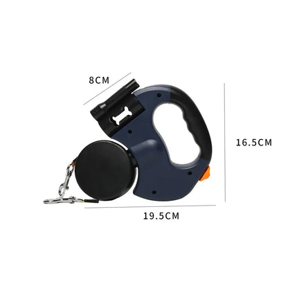 Retractable Dual Dog Leash with LED Light 360 Swivel No Tangle for Each Dog