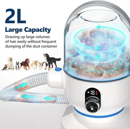 5-in-1 Pet Grooming Vacuum with Low Noise Hair Remover