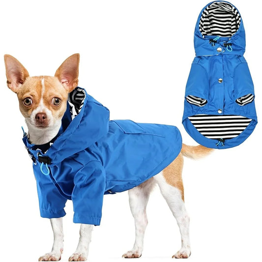 Adjustable Breathable Durable Waterproof Lightweight Dog Raincoat with Hood