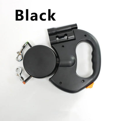 Retractable Dual Dog Leash with LED Light 360 Swivel No Tangle for Each Dog