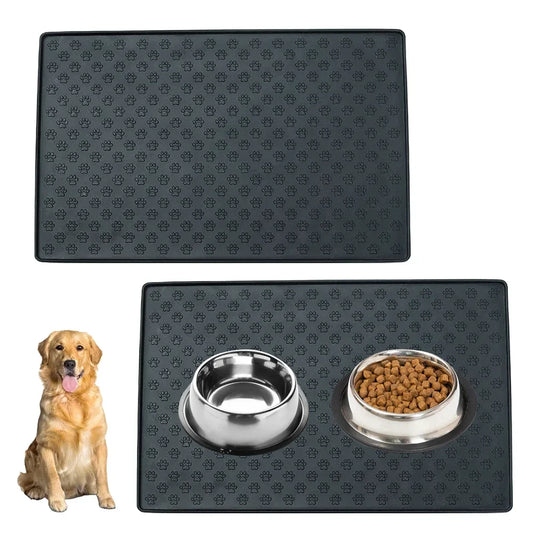 Silicone pet feeding mat with overflow protection