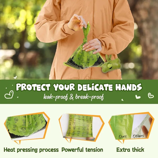 Dog Poop Bag Set with Dispenser & Leash Clip for Small/Medium/Large