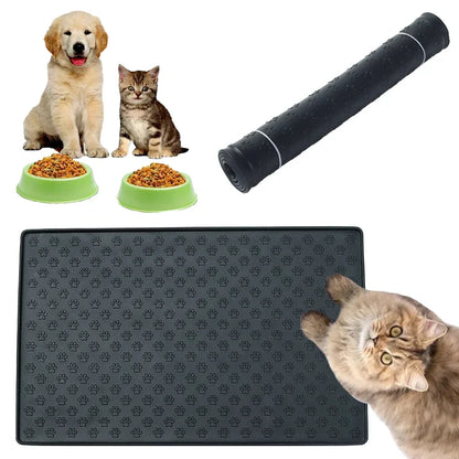 Silicone pet feeding mat with overflow protection