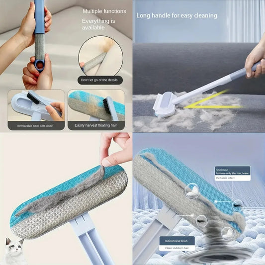 Durable Long-Handle Pet Hair Removal Grooming Brush