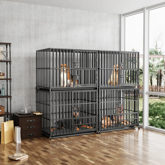 Heavy Duty Dog Kennel with Removable Tray and Steel Lock Latch