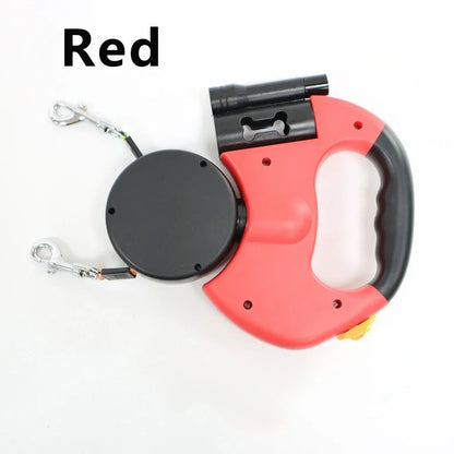 Retractable Dual Dog Leash with LED Light 360 Swivel No Tangle for Each Dog